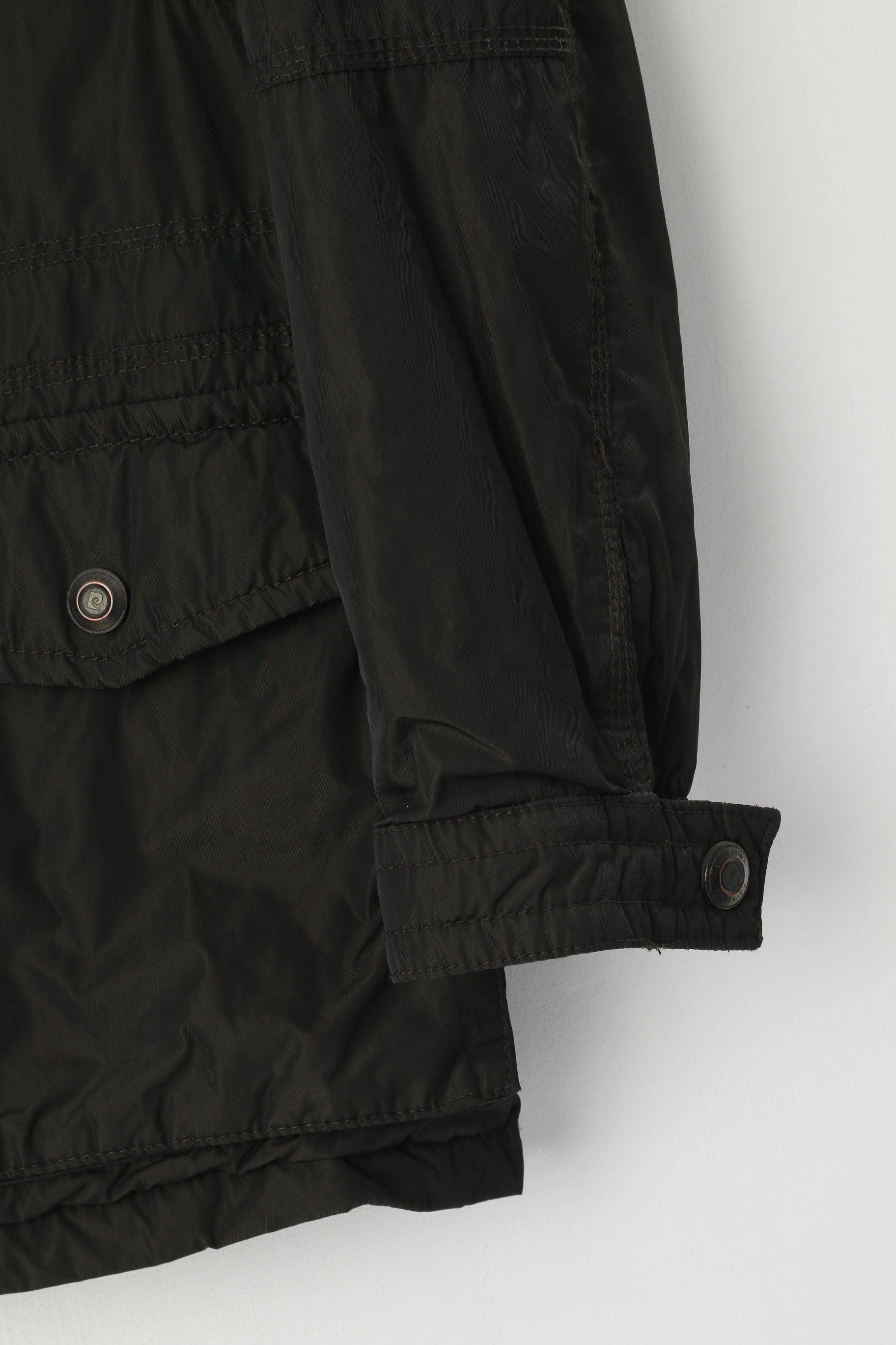 Pierre Cardin Paris Hommes 27 L Veste Marron Foncé Brillant Rembourré Militaire Casual Top