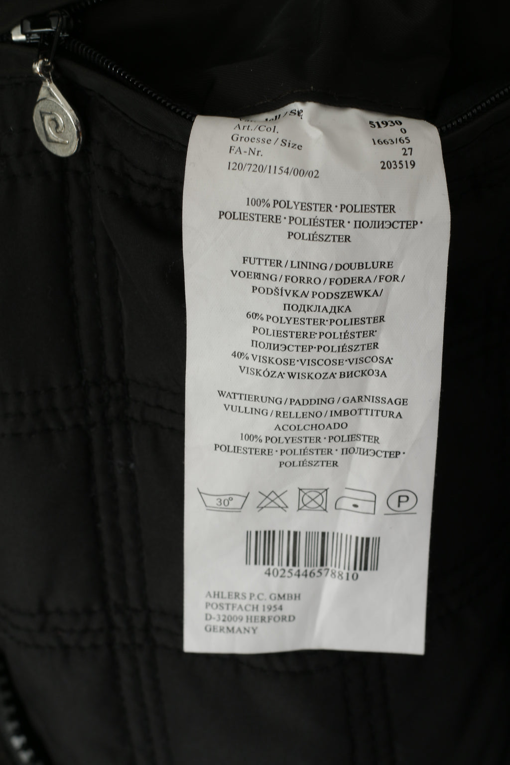 Pierre Cardin Paris Hommes 27 L Veste Marron Foncé Brillant Rembourré Militaire Casual Top