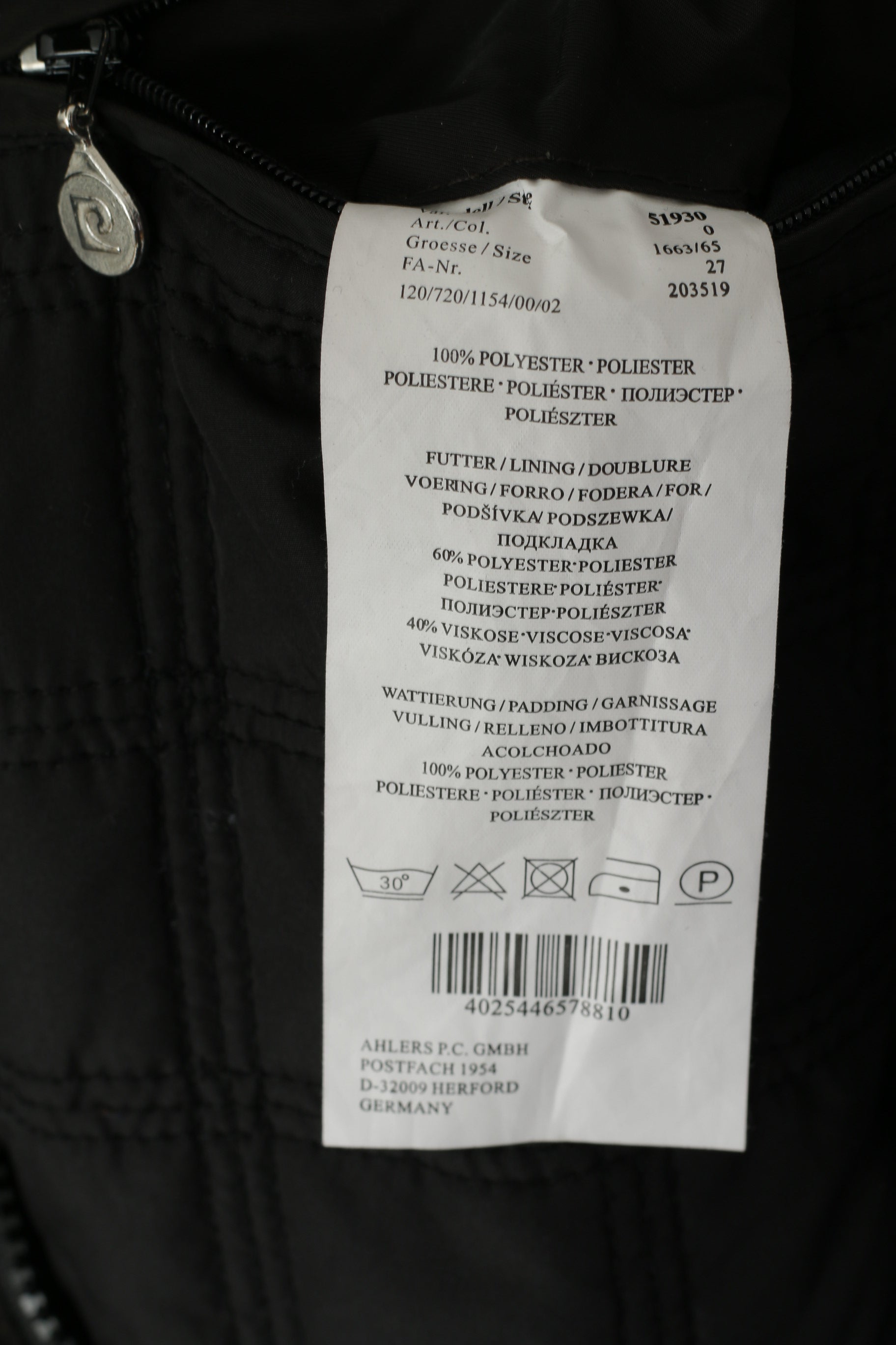 Pierre Cardin Paris Hommes 27 L Veste Marron Foncé Brillant Rembourré Militaire Casual Top