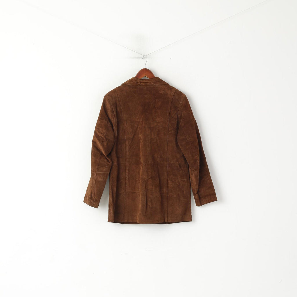 Joie De Vivre Veste femme 16 L en cuir suédé marron chocolat haut à simple boutonnage