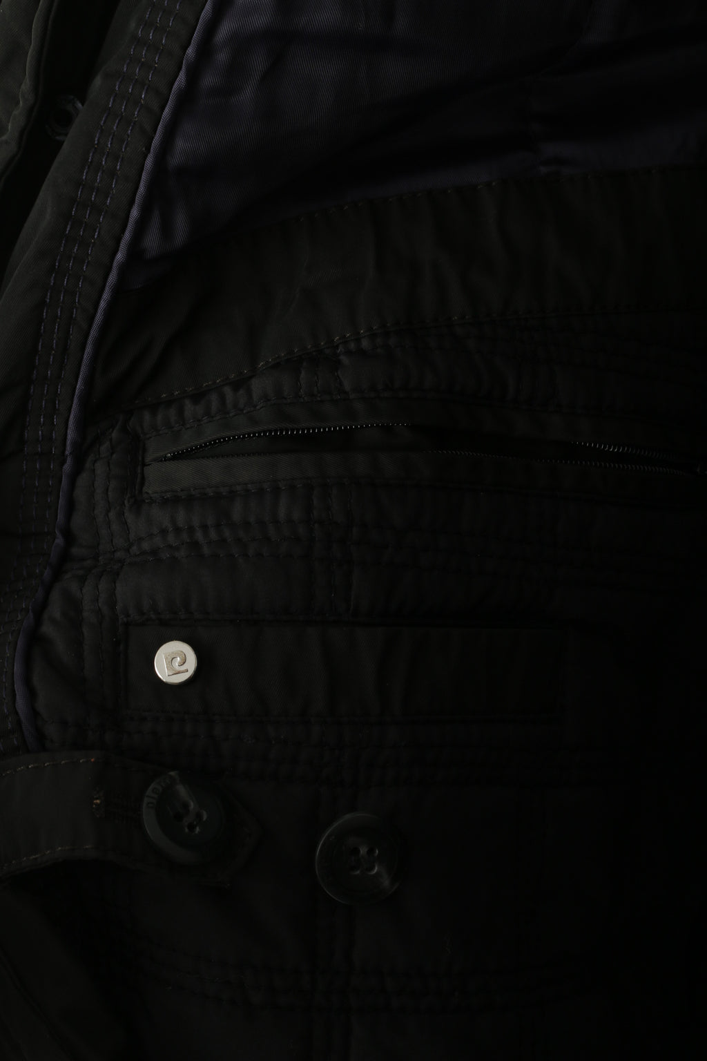 Pierre Cardin Paris Hommes 27 L Veste Marron Foncé Brillant Rembourré Militaire Casual Top