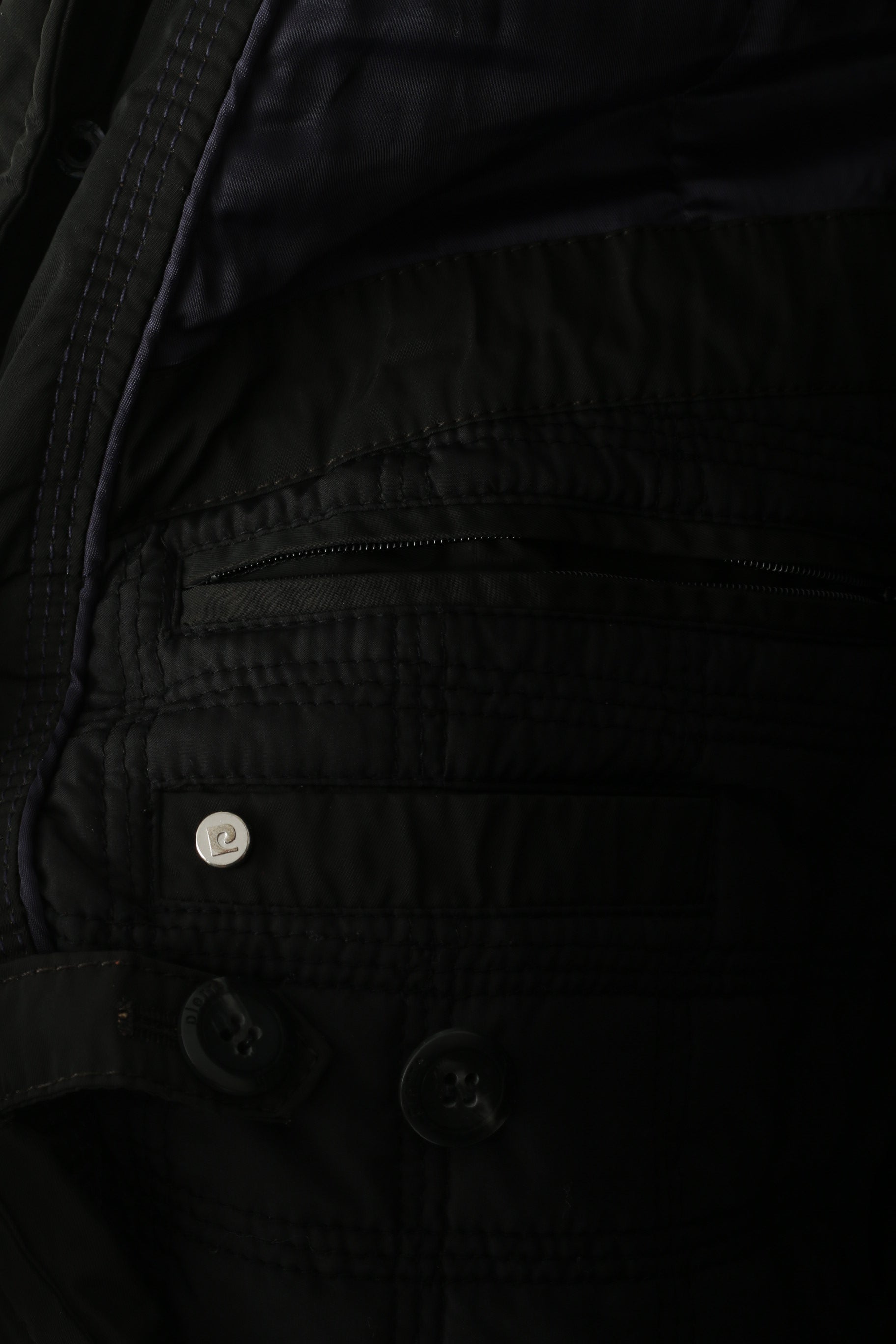 Pierre Cardin Paris Hommes 27 L Veste Marron Foncé Brillant Rembourré Militaire Casual Top