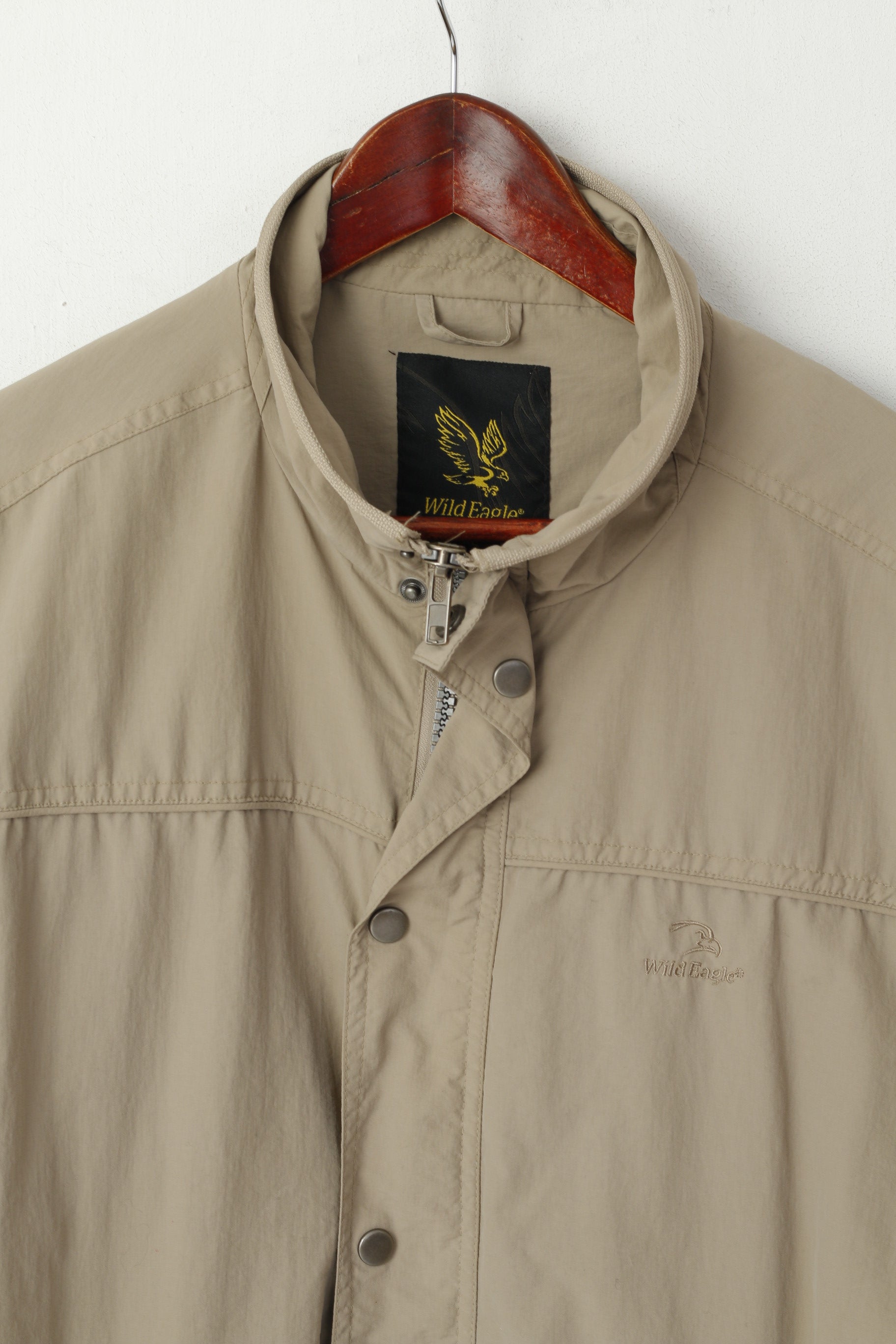 Wild Eagle Men XL Jacket Taupe Nylon Waterproof Lighweight Zip Up Classic Top