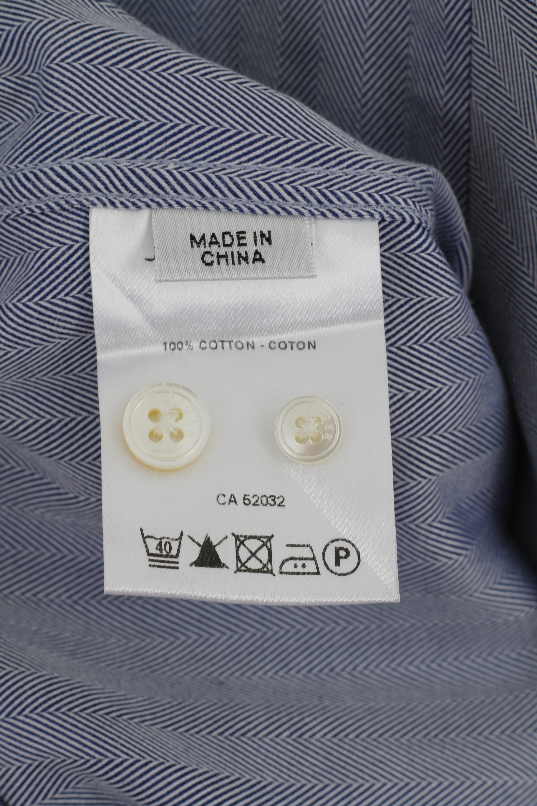 Jaeger Men 16 L Casual Shirt Blue Cotton Striped Long Sleeve Detailed Buttons Top