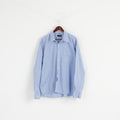 New FILA Men XXL Casual Shirt Blue Cotton Pinpoint Stellar Long Sleeve Classic Top