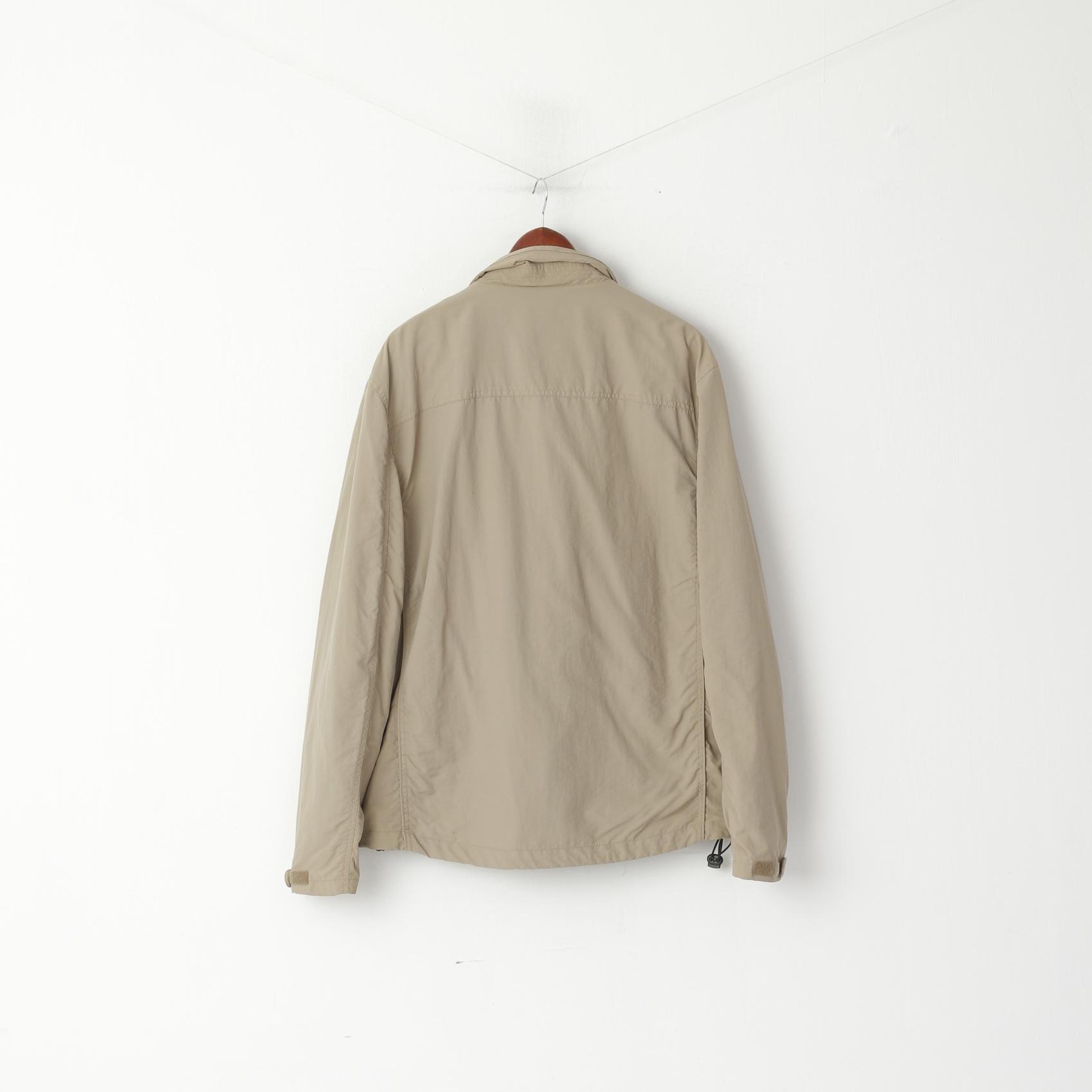 Wild Eagle Men XL Jacket Taupe Nylon Waterproof Lighweight Zip Up Classic Top