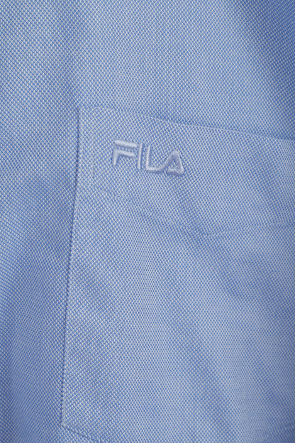 Nuova camicia casual XXL da uomo FILA Top classico a maniche lunghe stellare in cotone blu