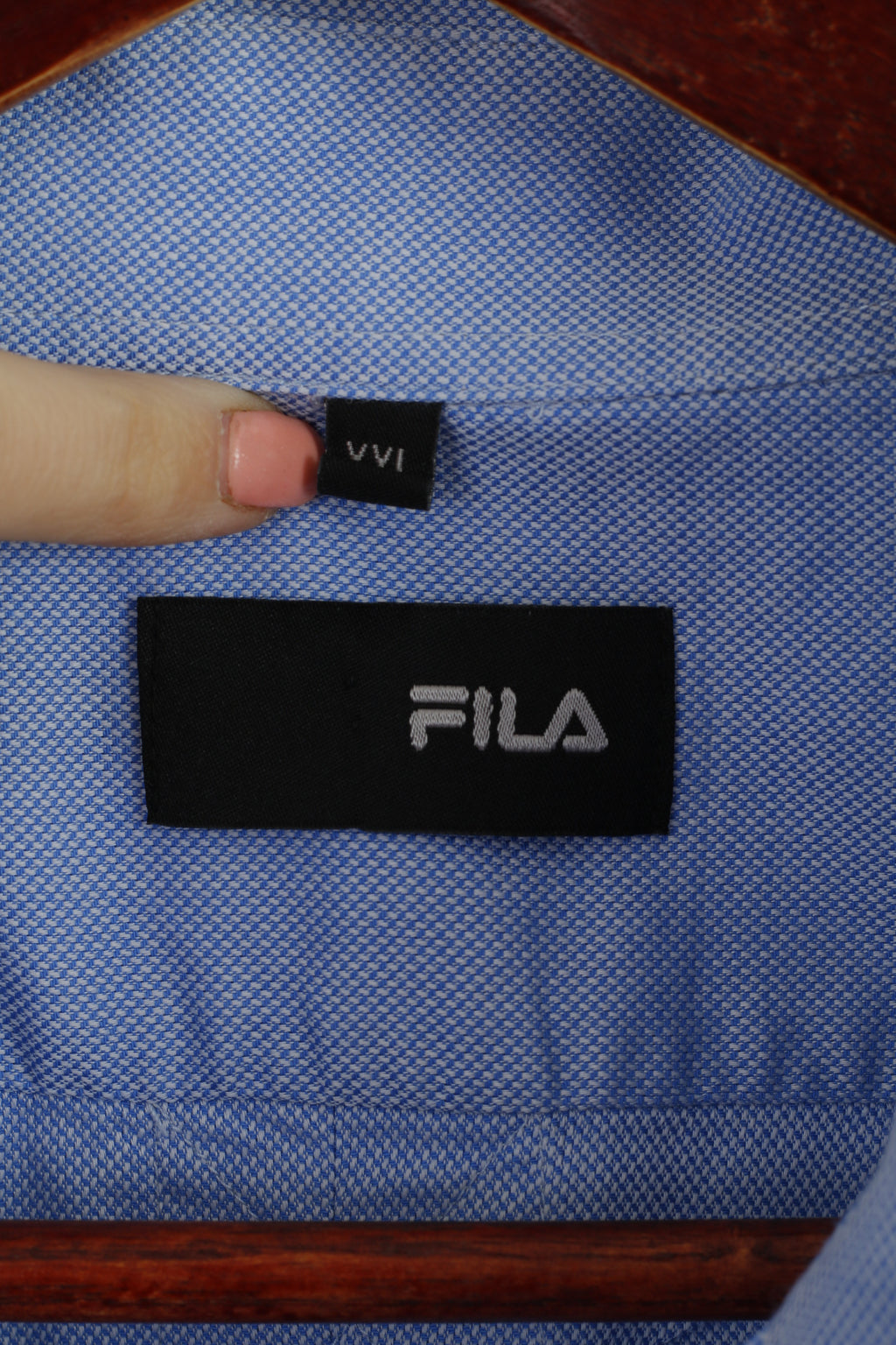 New FILA Men XXL Casual Shirt Blue Cotton Pinpoint Stellar Long Sleeve Classic Top