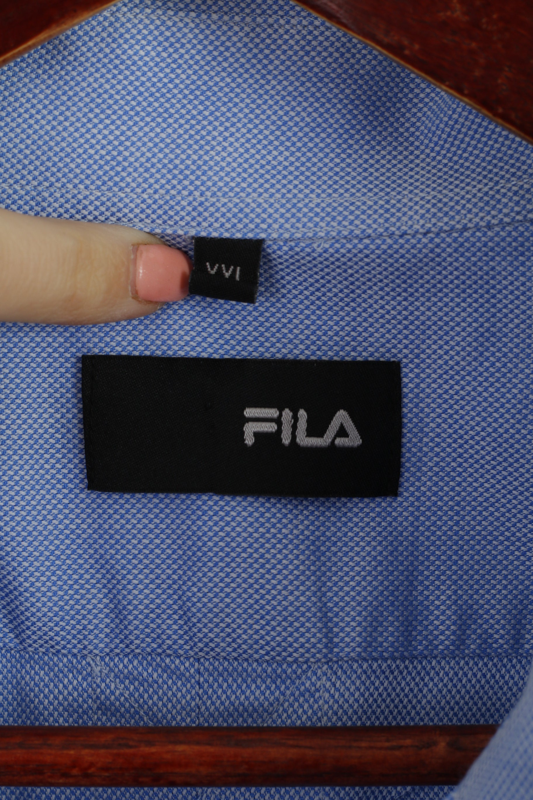 New FILA Men XXL Casual Shirt Blue Cotton Pinpoint Stellar Long Sleeve Classic Top