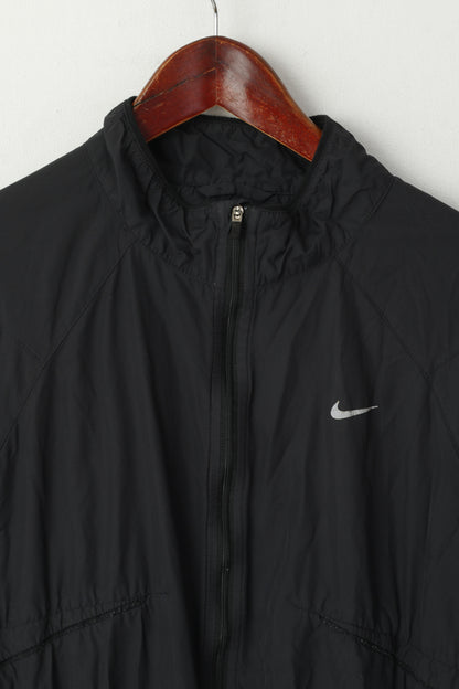 Nike Men L (M) Jacket Black Run Lightweight Activewear Breathable Zip Up Top