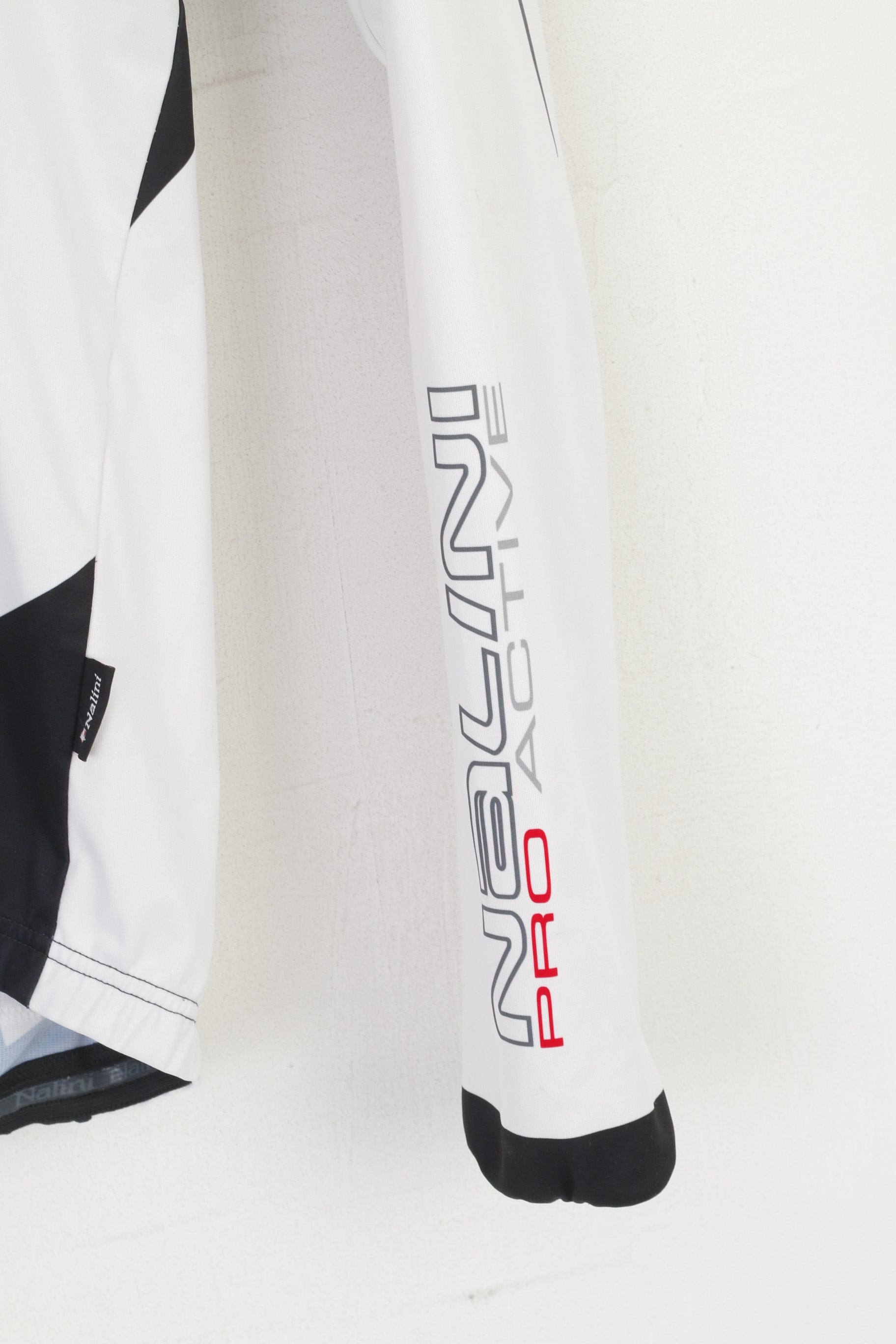 Nalini Hommes L Chemise de Cyclisme Blanc Manches Amovibles Italie Full Zip Bike Pro Wear