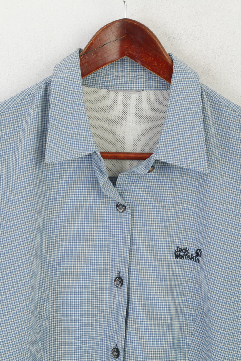 Jack Wolfskin Femmes M Chemise décontractée Bleu Check Vintage Outdoor Sport Top