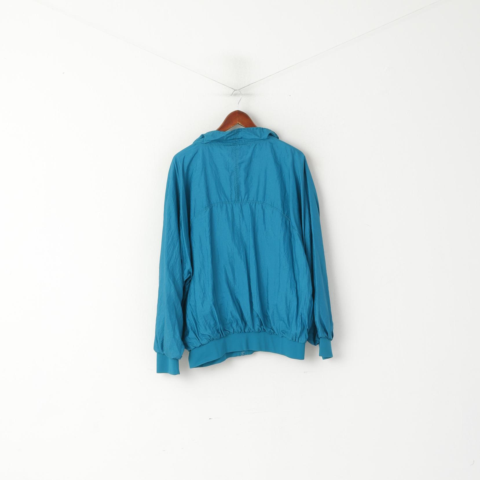 Trigema Giacca da uomo L Verde mare Vintage Shiny Nylon Sportswear Full Zip Track Top