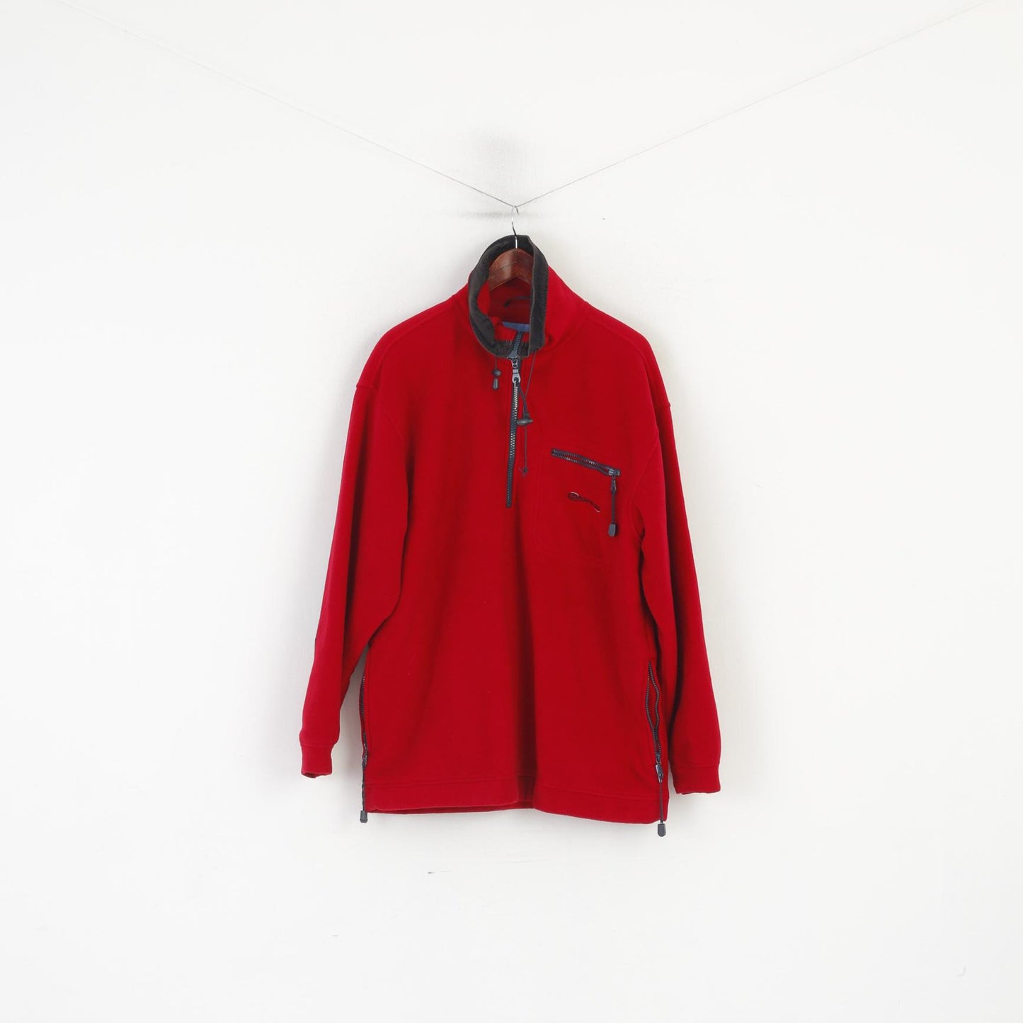 Felpa sportiva Colorado da uomo XXL in pile rosso pullover vintage con zip e collo