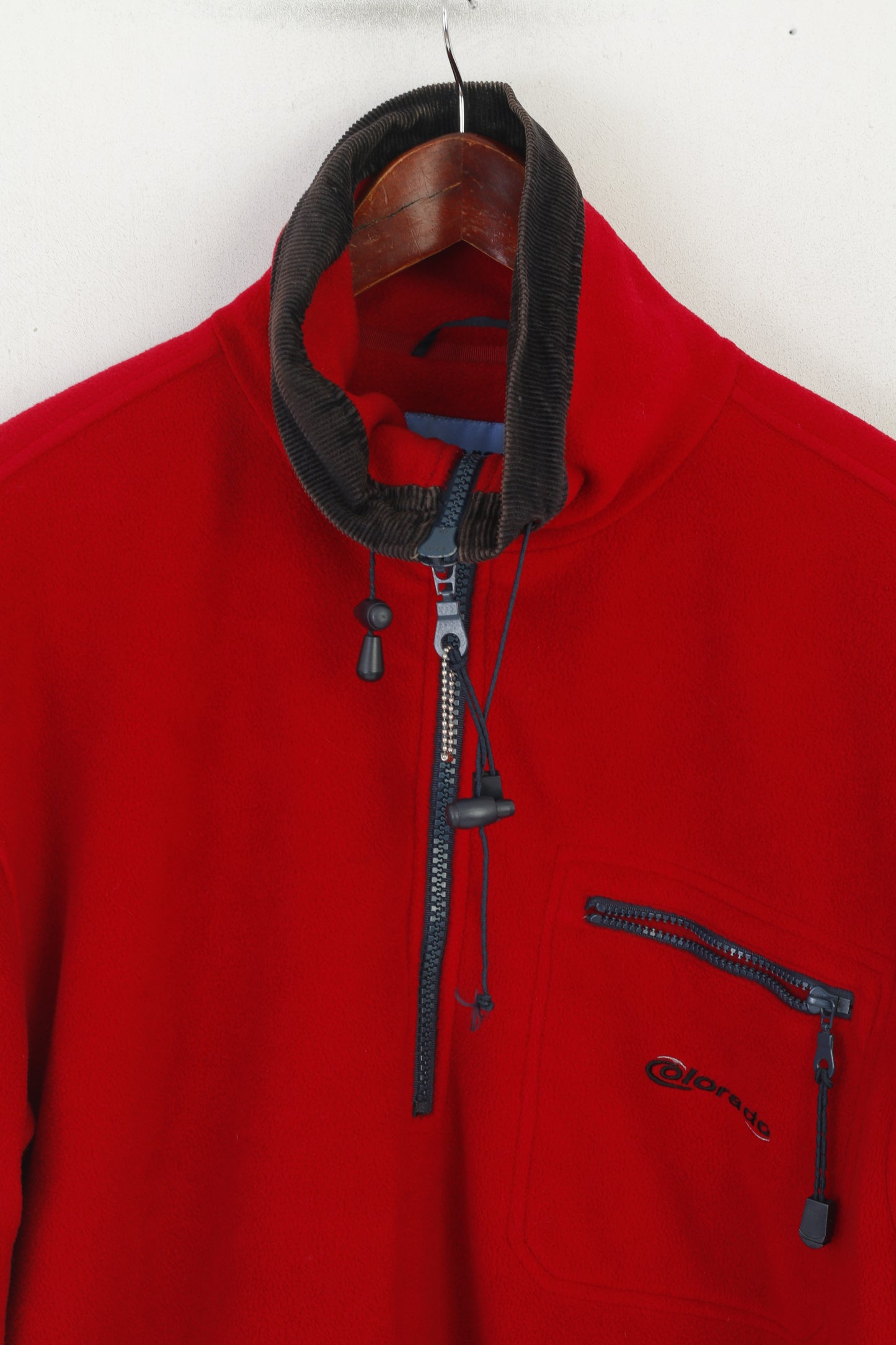Colorado hommes XXL polaire haut rouge pull Vintage col zippé vêtements de sport sweat