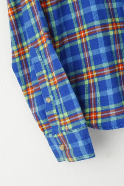 Camicia casual da uomo Hollister Top a maniche lunghe in morbida flanella di cotone a quadri blu