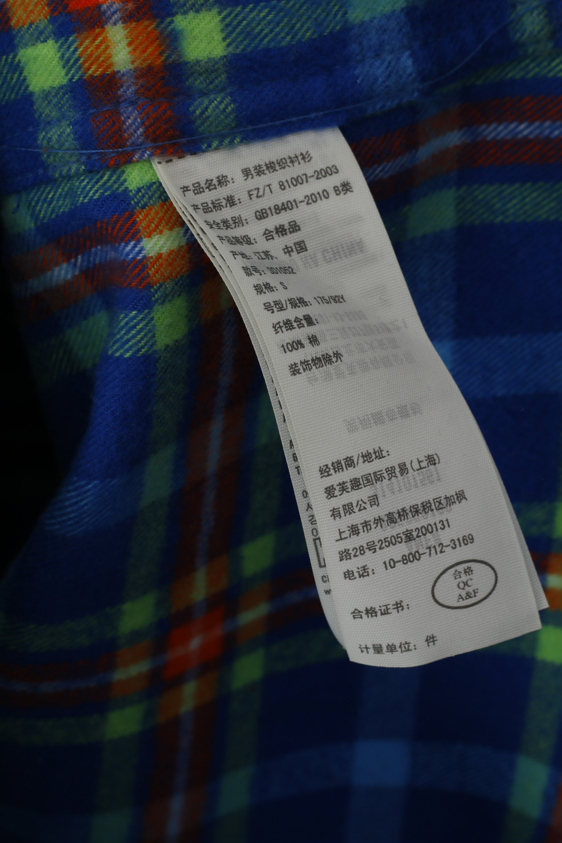 Camicia casual da uomo Hollister Top a maniche lunghe in morbida flanella di cotone a quadri blu