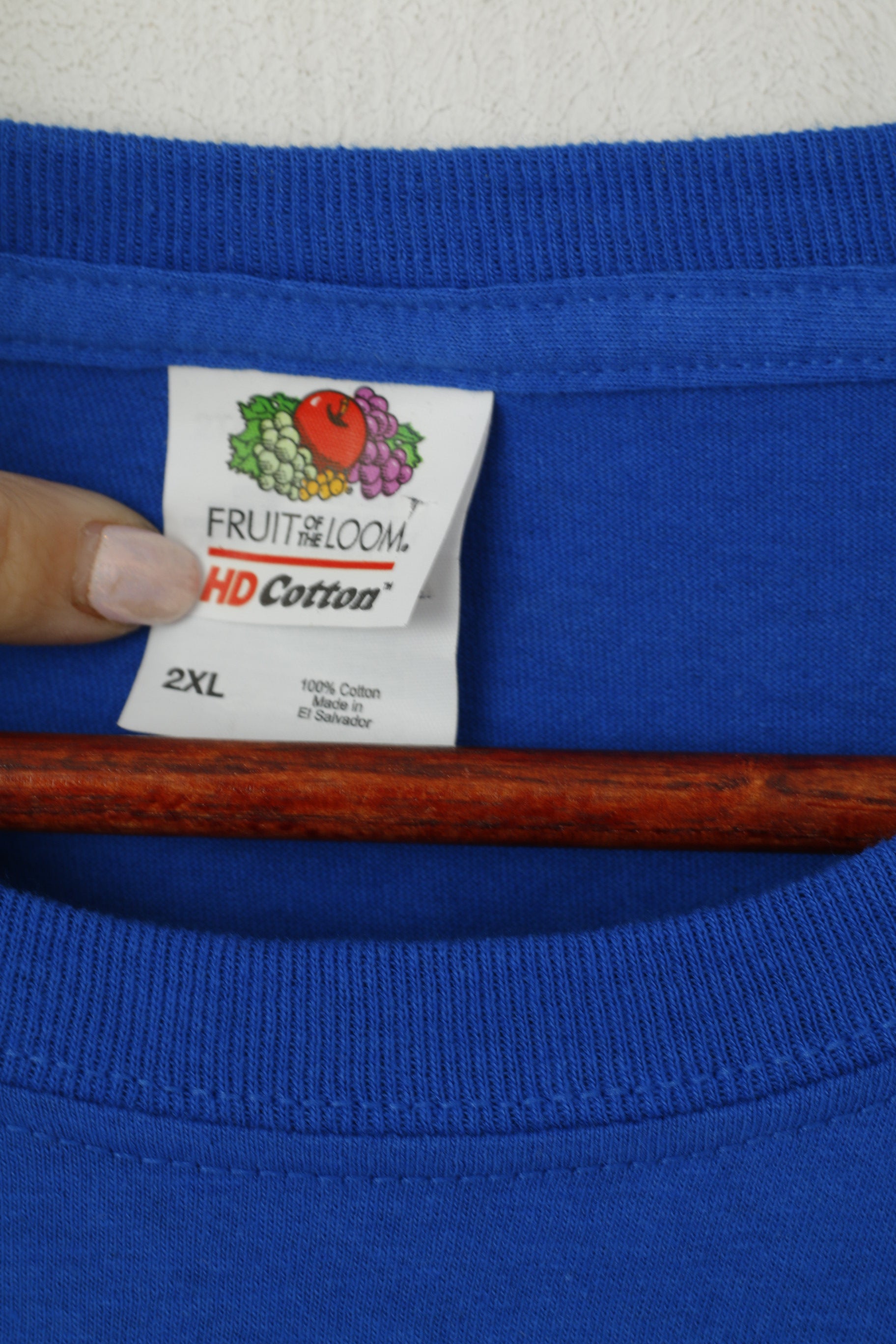 T-shirt Fruit Of the Loom da uomo 2XL Top in cotone blu con grafica Dope Music