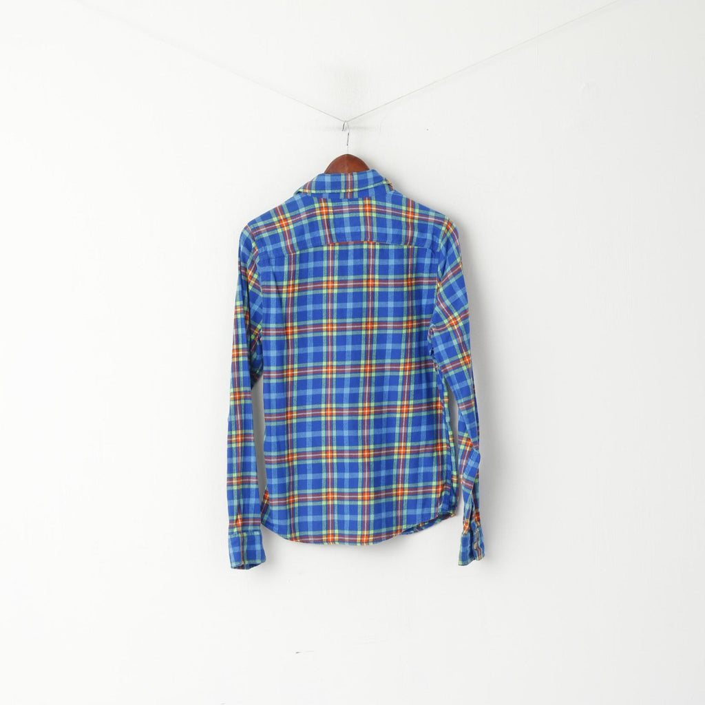 Camicia casual da uomo Hollister Top a maniche lunghe in morbida flanella di cotone a quadri blu