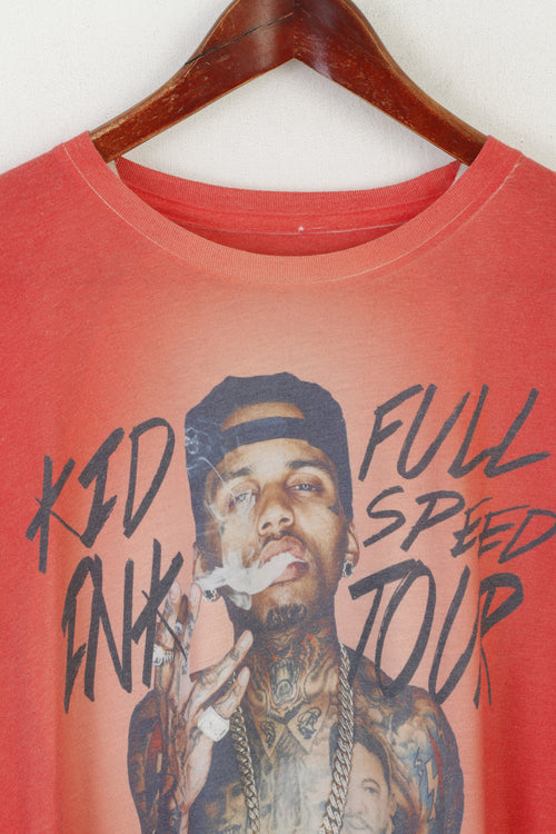 Bleu 84 hommes L (M) chemise rouge graphique Kid encre pleine vitesse Tour musique haut