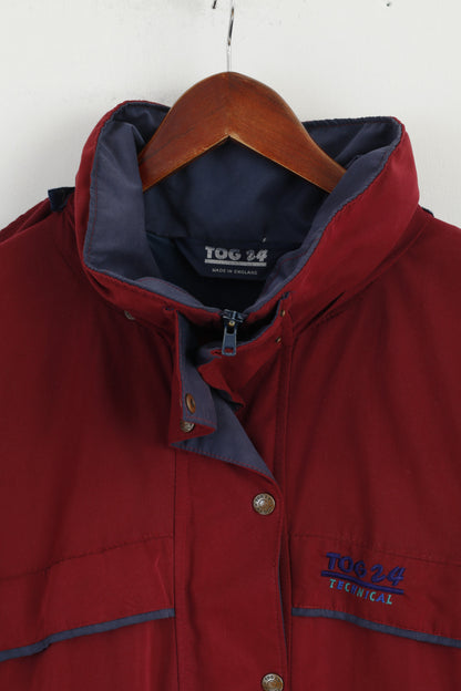 TOG 24 TECHNICAL Femme 14 L Veste Maroon Trevira Parka d'extérieur à capuche zippée