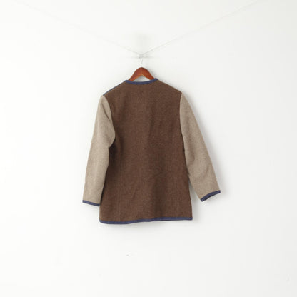 Meico Women 12 38 M Blazer Brown Wool Vintage Landhaus Tyrol Sheep Jacket