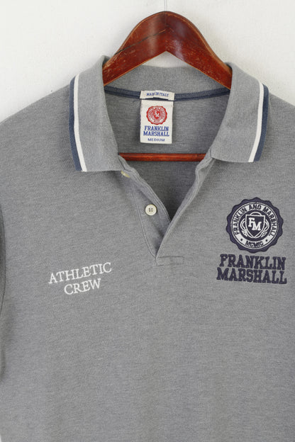 Franklin Marshall Hommes M Polo Gris Coton Athletic Crew #82 Slim Fit Top
