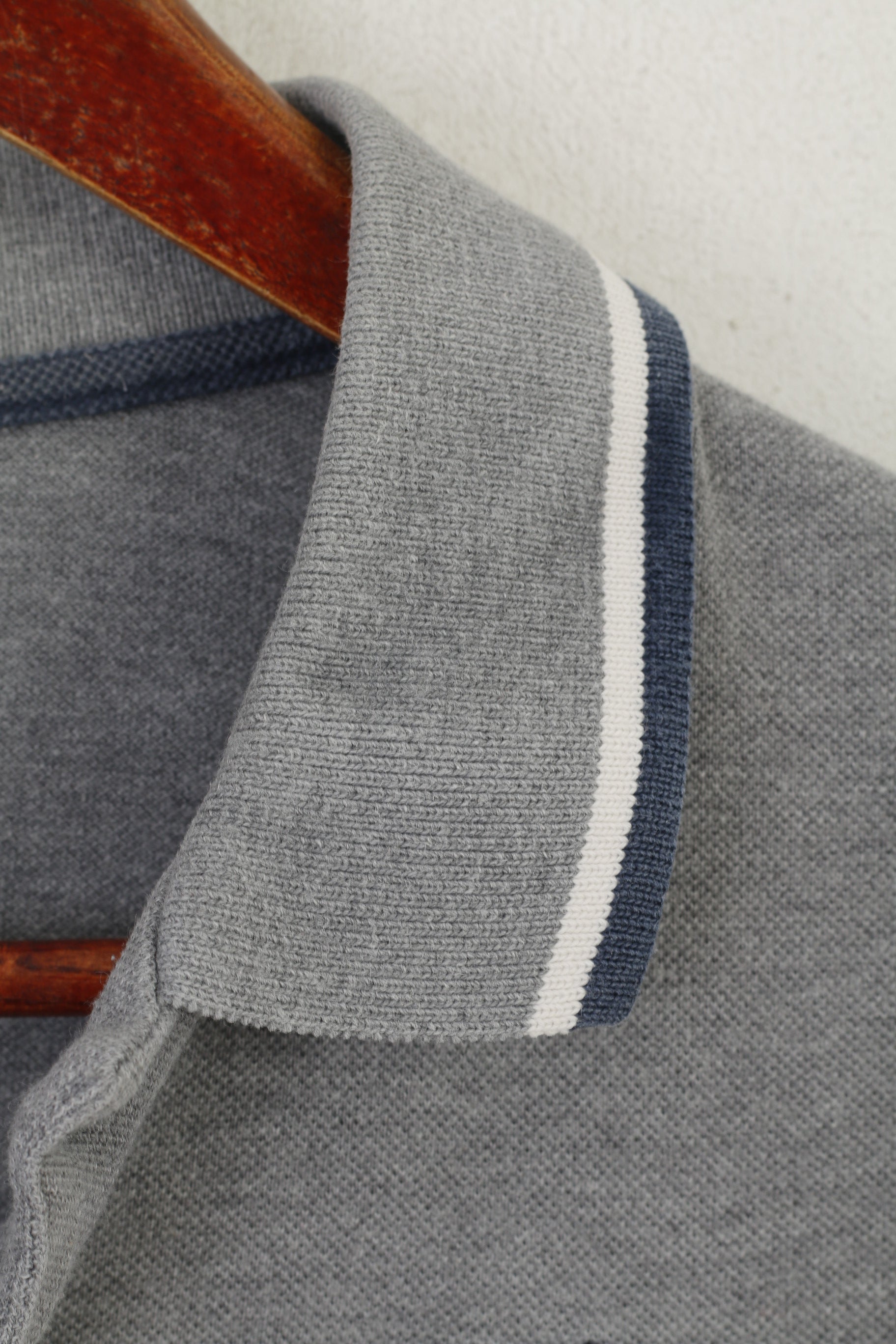 Franklin Marshall Men M Polo Shirt Grey Cotton Athletic Crew #82 Slim Fit Top