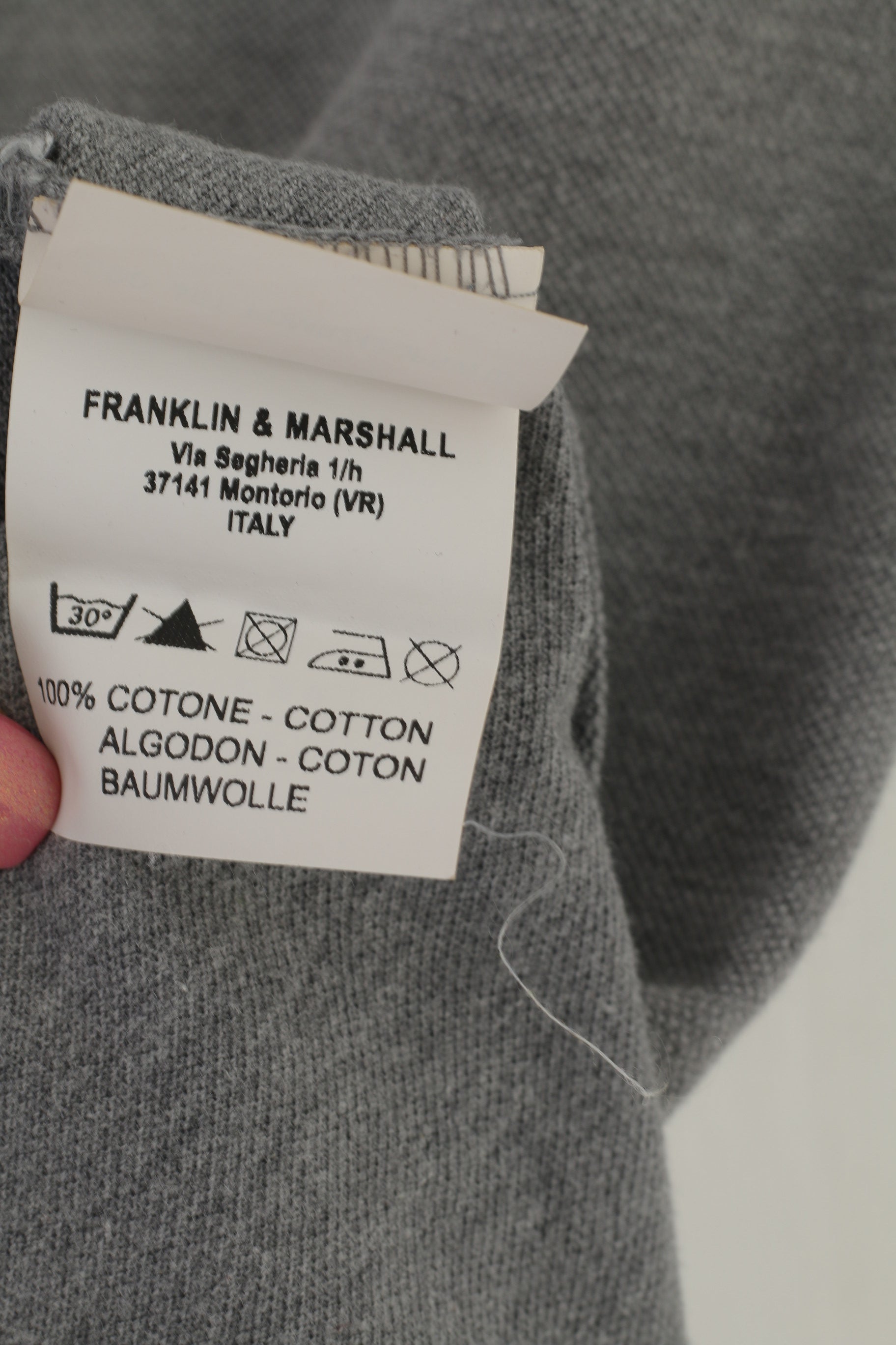 Franklin Marshall Men M Polo Shirt Grey Cotton Athletic Crew #82 Slim Fit Top