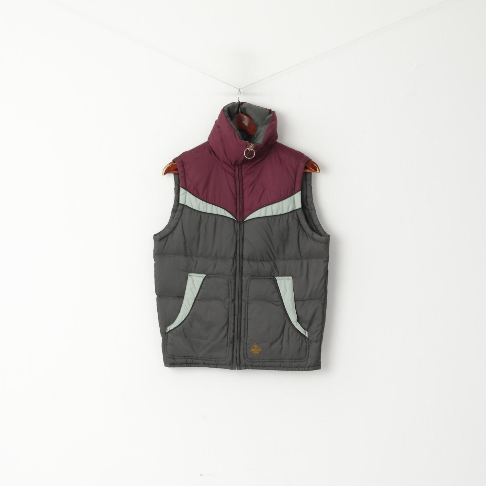 Diesel Women S Bodywarmer Grey Purple Down Jacket Nylon Zip Up Vest