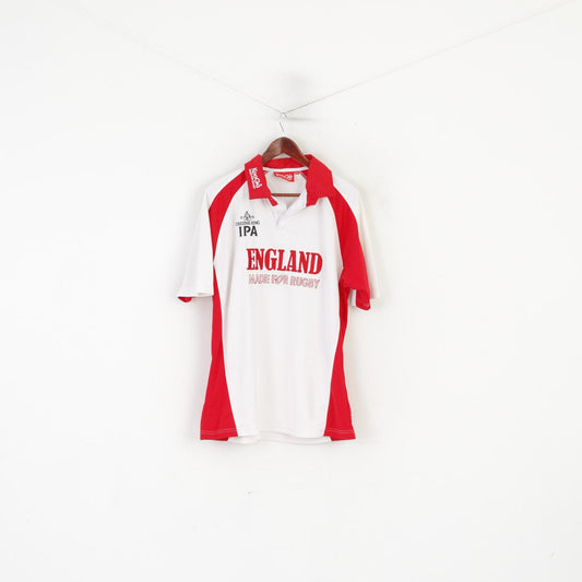 Kooga Men L Polo Shirt White Red England Rugby Greene King IPA Sportswear Top