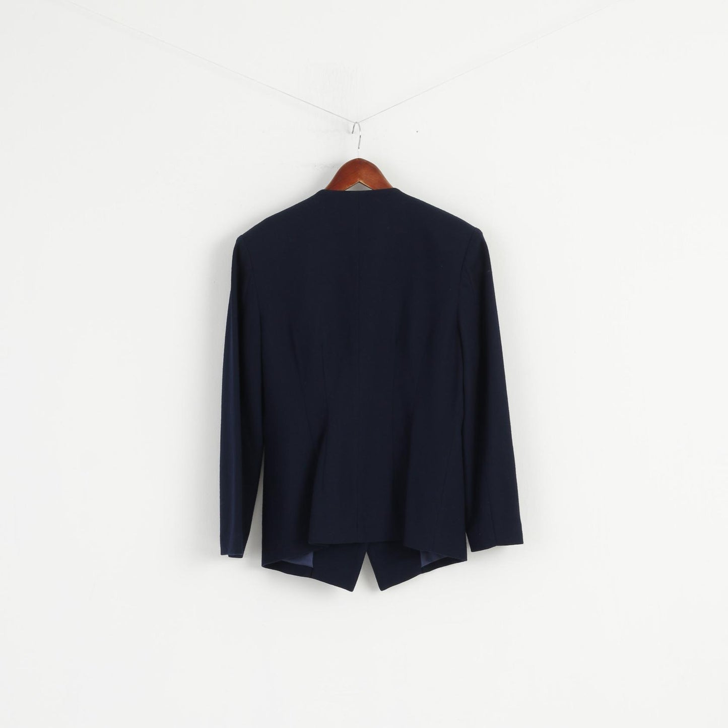 Anne French Women 10 S Blazer Blue 100% Wool Vintage 90s Beadings Jacket