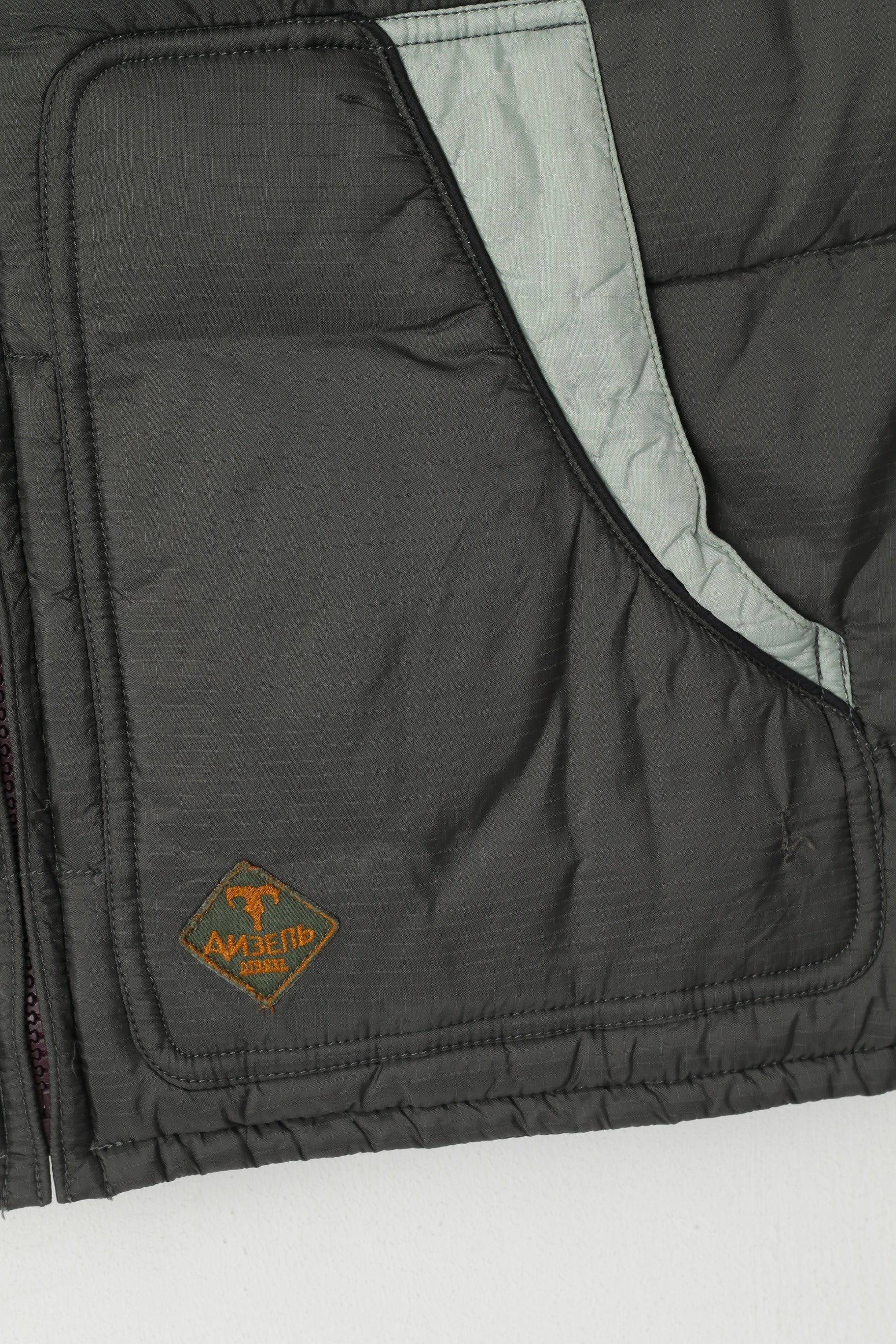 Diesel Women S Bodywarmer Grey Purple Down Jacket Nylon Zip Up Vest