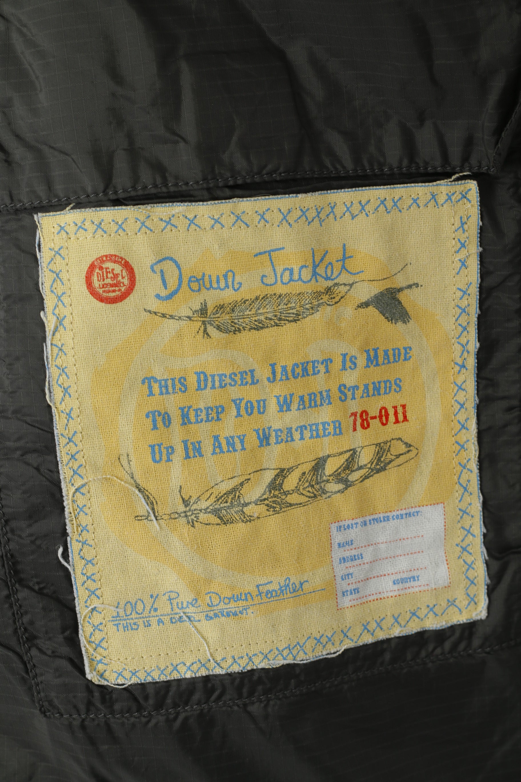 Diesel Women S Bodywarmer Grey Purple Down Jacket Nylon Zip Up Vest