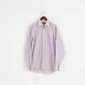 Austin Reed Men 16.5 42 XL Casual Shirt Pink Striped Long Sleeve Cotton Top
