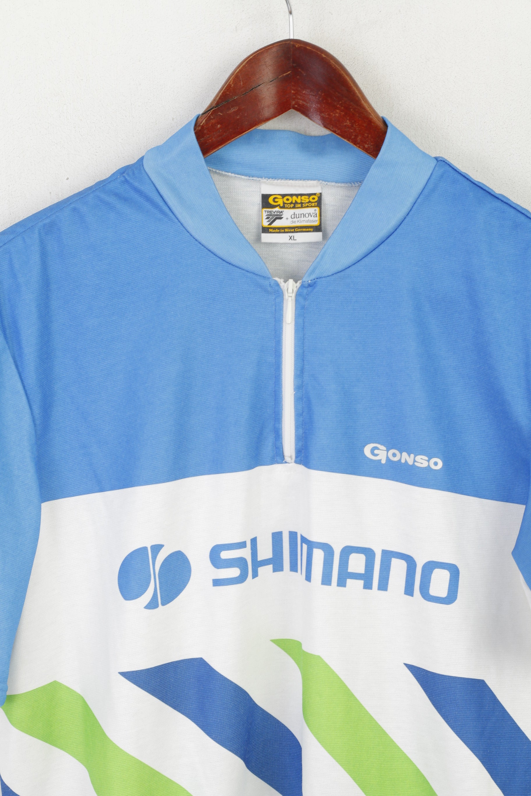 Gonso Chemise de cyclisme XL pour homme Bleu Dunova Trevira Shimano Maillot de vélo