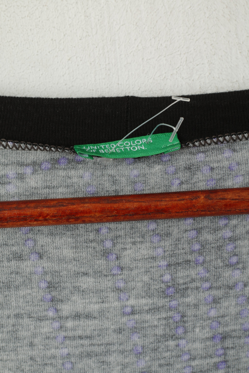 United Colors Of Benetton Women XS Midi Dress Gray Purple Floral Print V Neck Long Sleeve