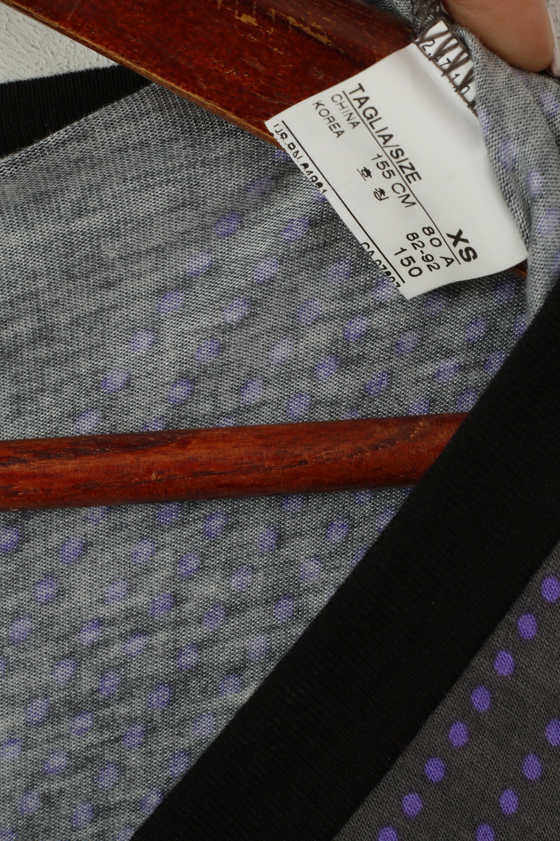 United Colors Of Benetton Women XS Midi Dress Gray Purple Floral Print V Neck Long Sleeve