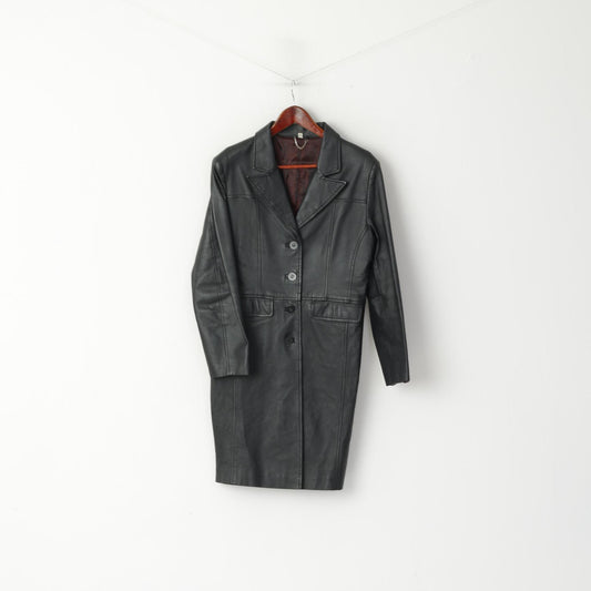 Freemans Manteau en cuir noir pour femme 12 S, haut classique à simple boutonnage