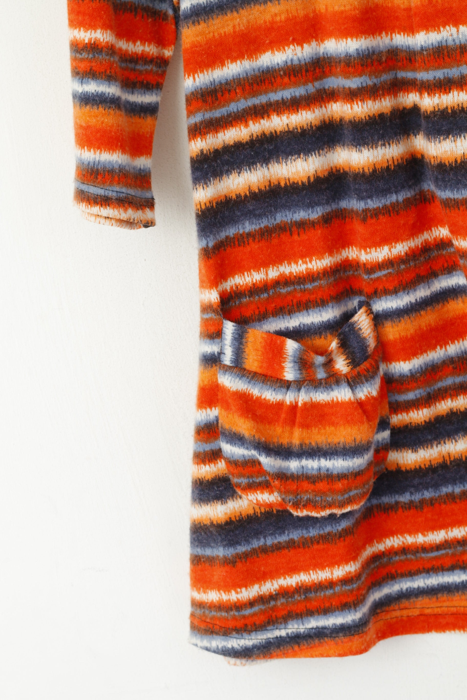 Stella Morgan Women 12 M Tunic Jumper Orange Striped 7/8 Sleeve Pockets Top