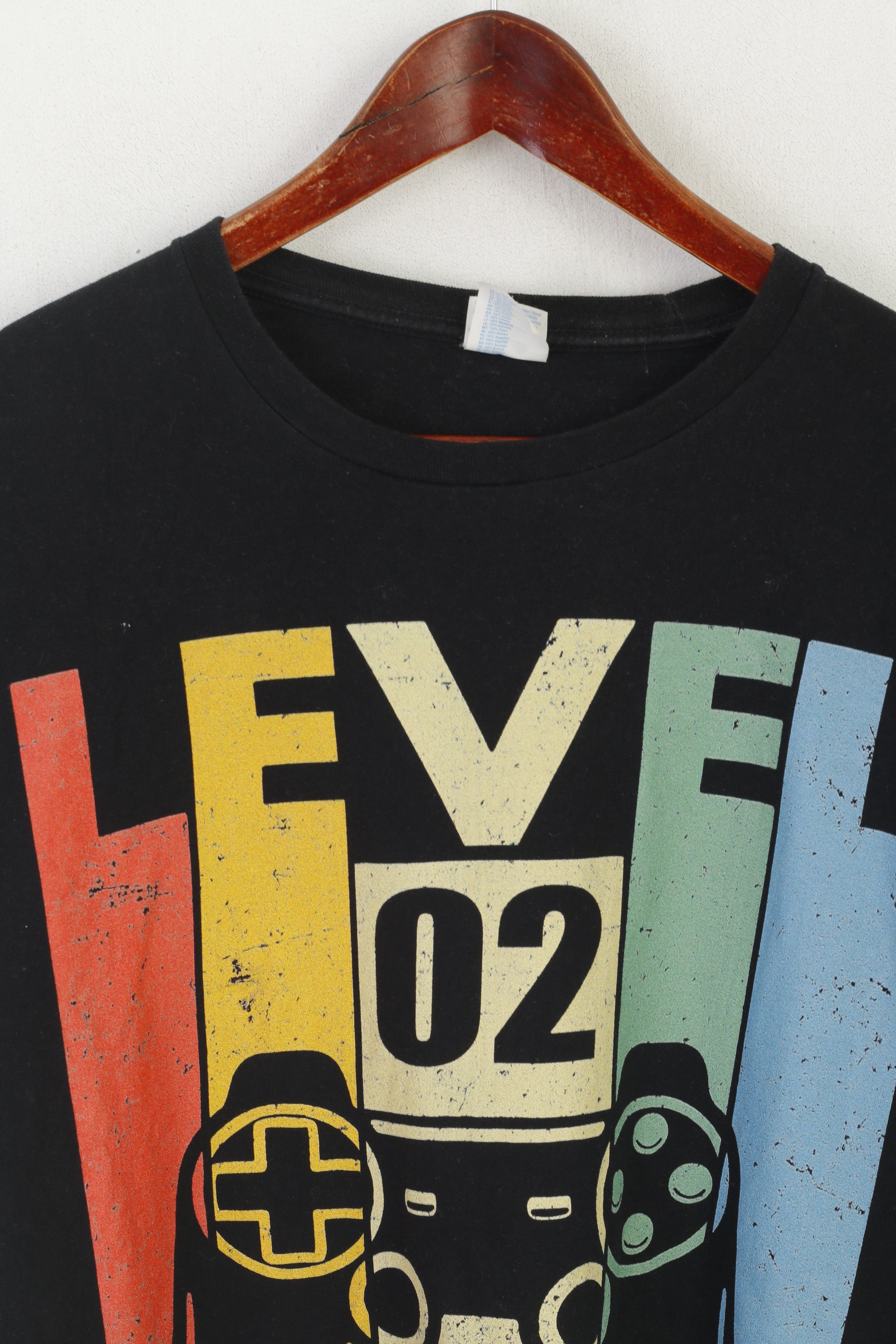 Port & Company Men XL T-Shirt Black Cotton Graphic Level Complete Game Top