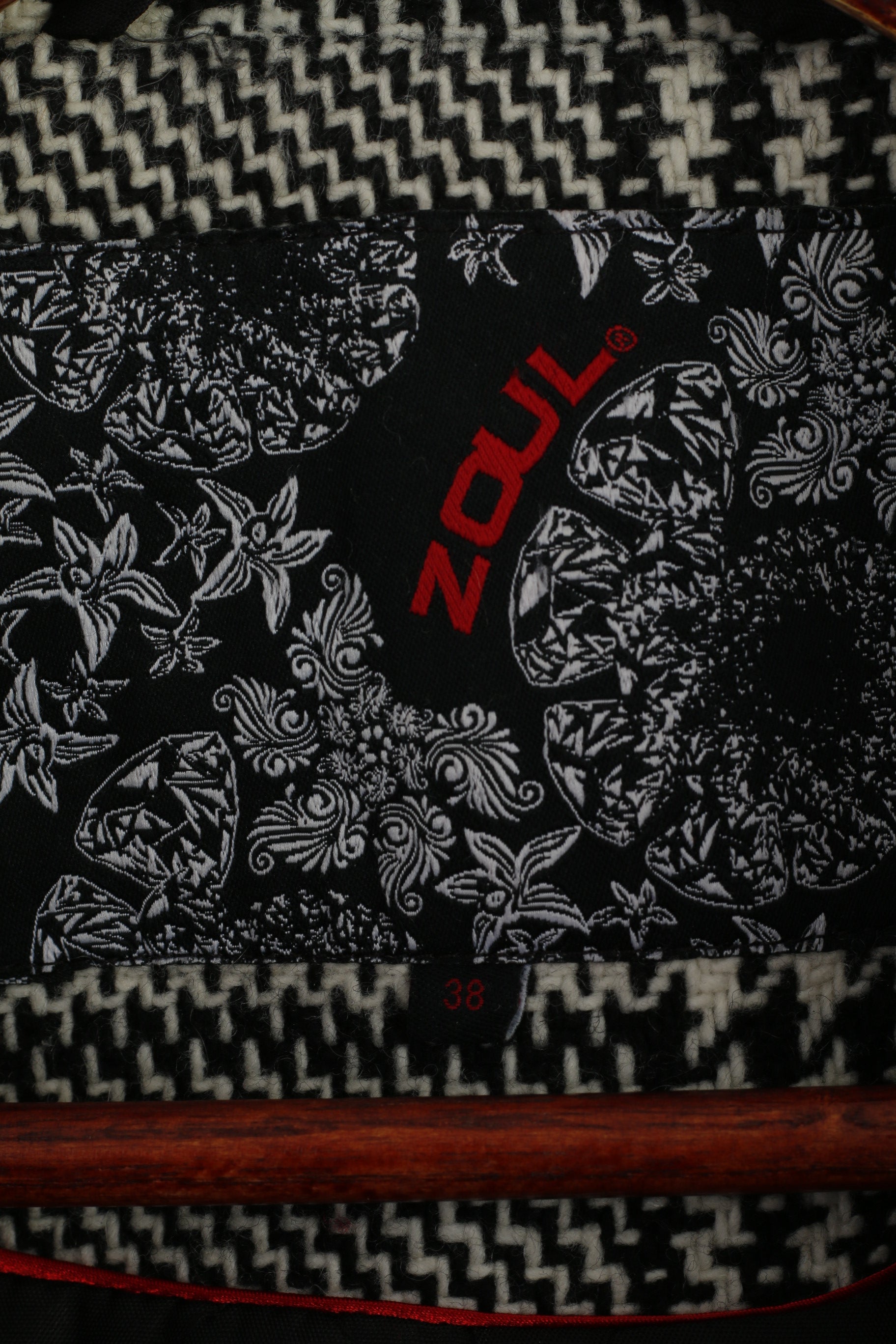 Zoul femmes 38 veste noir blanc laine pied-de-poule classique Janet veste à carreaux