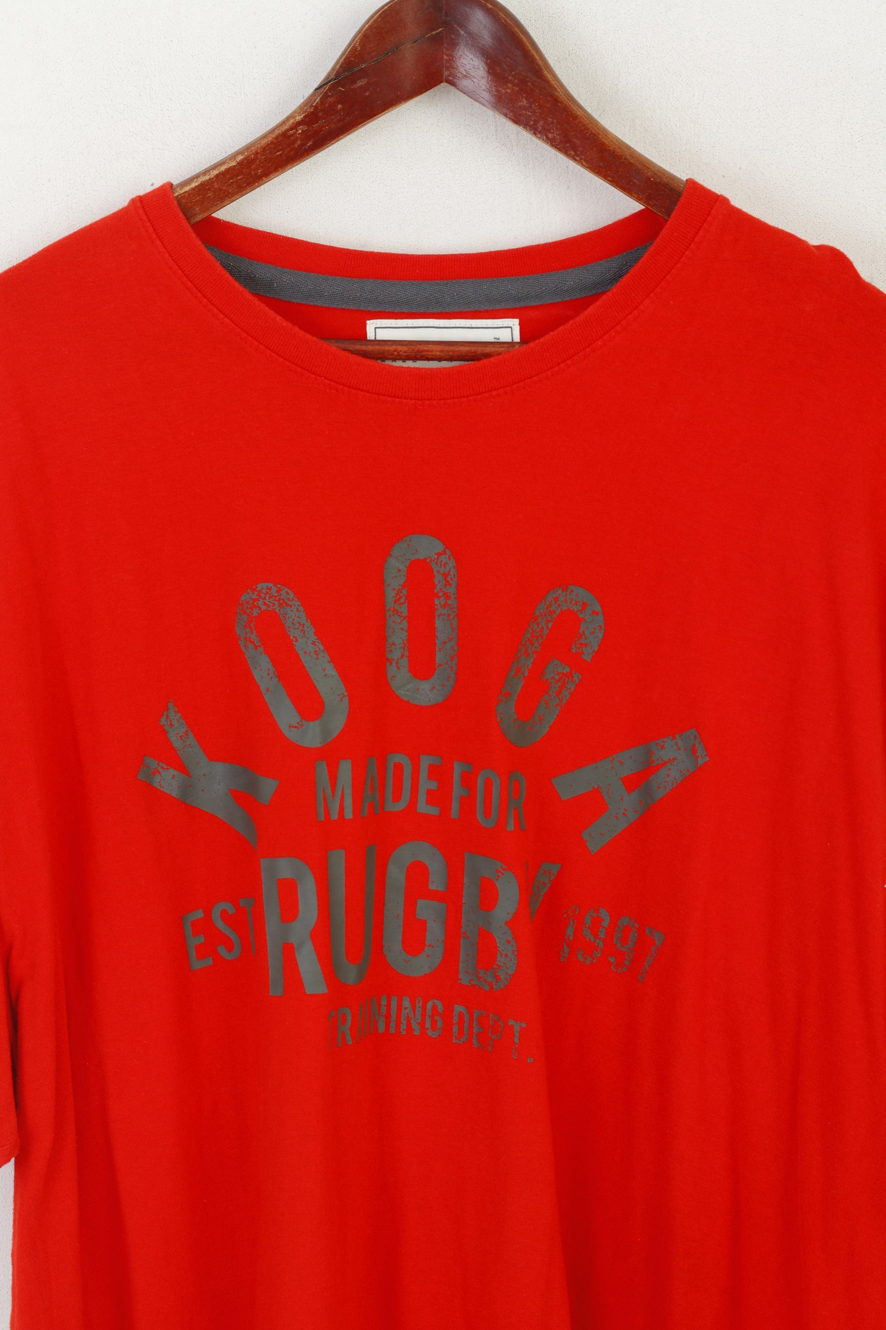 Kooga hommes 3XL T-Shirt rouge coton Rugby vêtements de sport col rond haut vintage