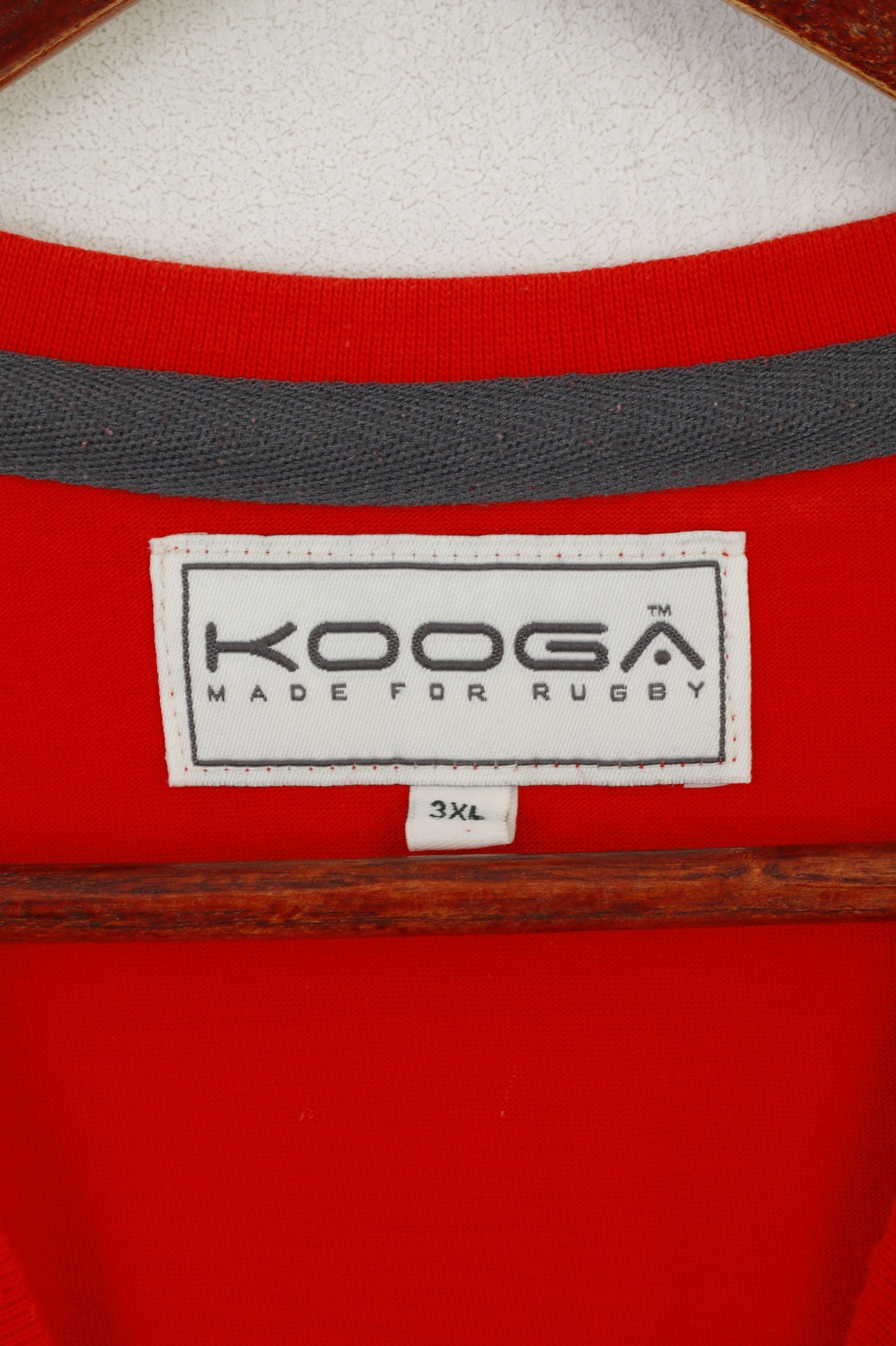 T-shirt Kooga da uomo 3XL in cotone rosso Rugby Sportswear girocollo top vintage