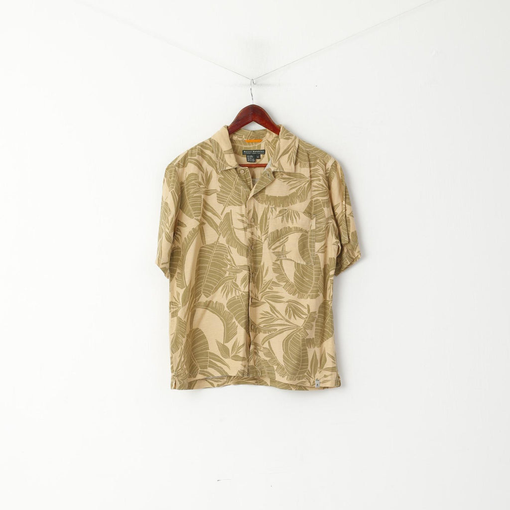 Royal Robbins Men M Casual Shirt Cream Hawaii Travel Linen Outdoor Short Sleeve Top