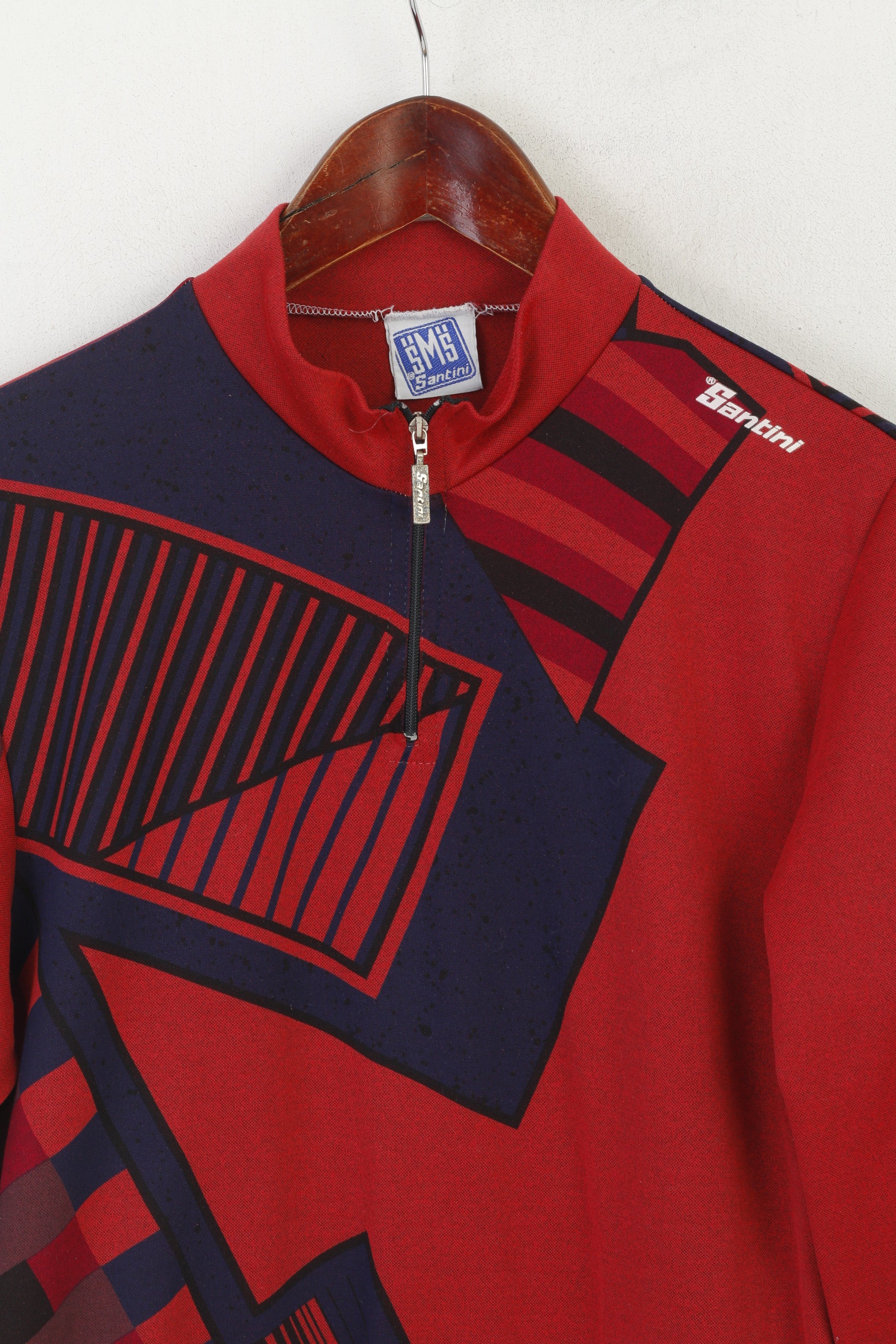 Santini hommes L chemise de cyclisme marron Vintage Italie col zippé vêtements de vélo haut à manches longues