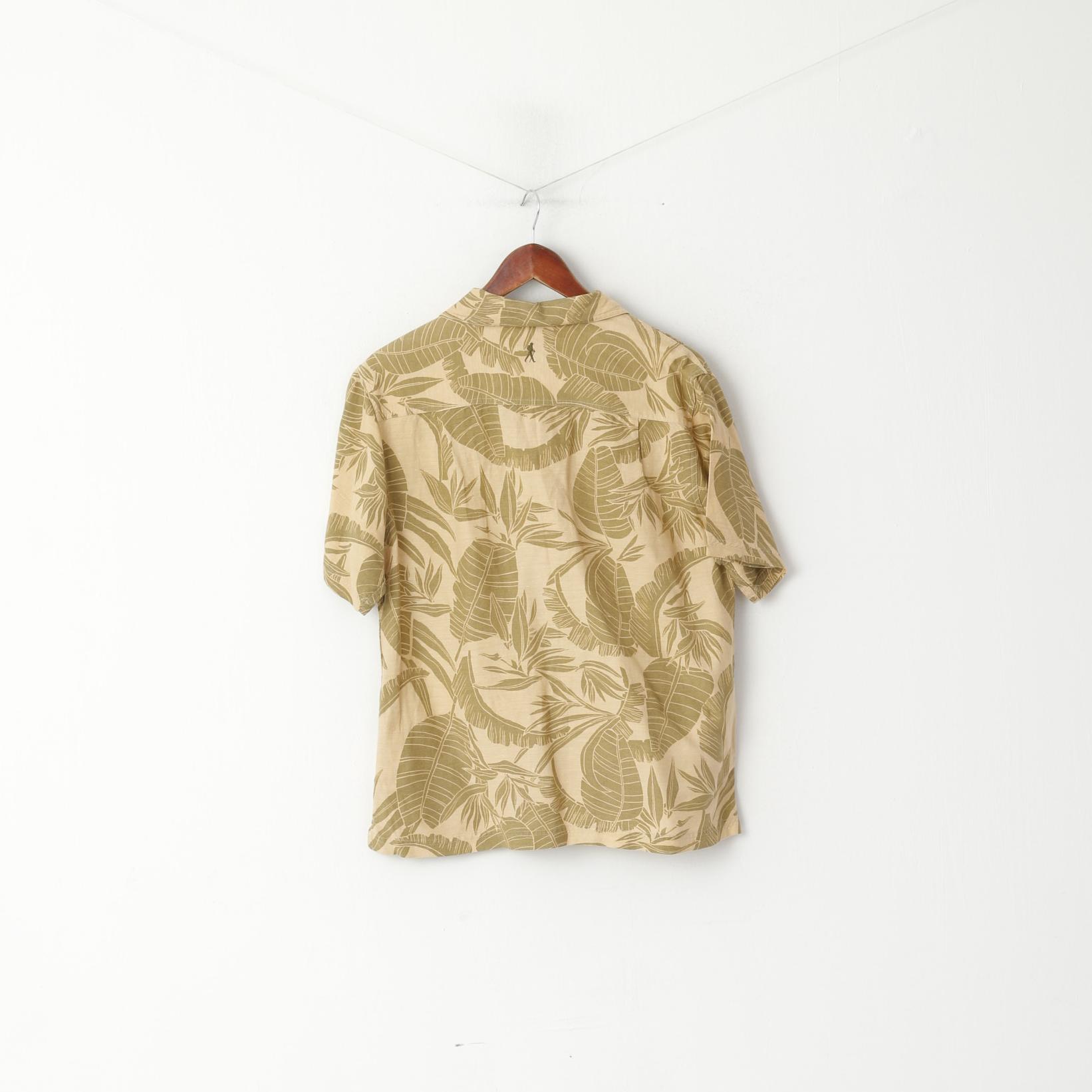 Royal Robbins Men M Casual Shirt Cream Hawaii Travel Linen Outdoor Short Sleeve Top