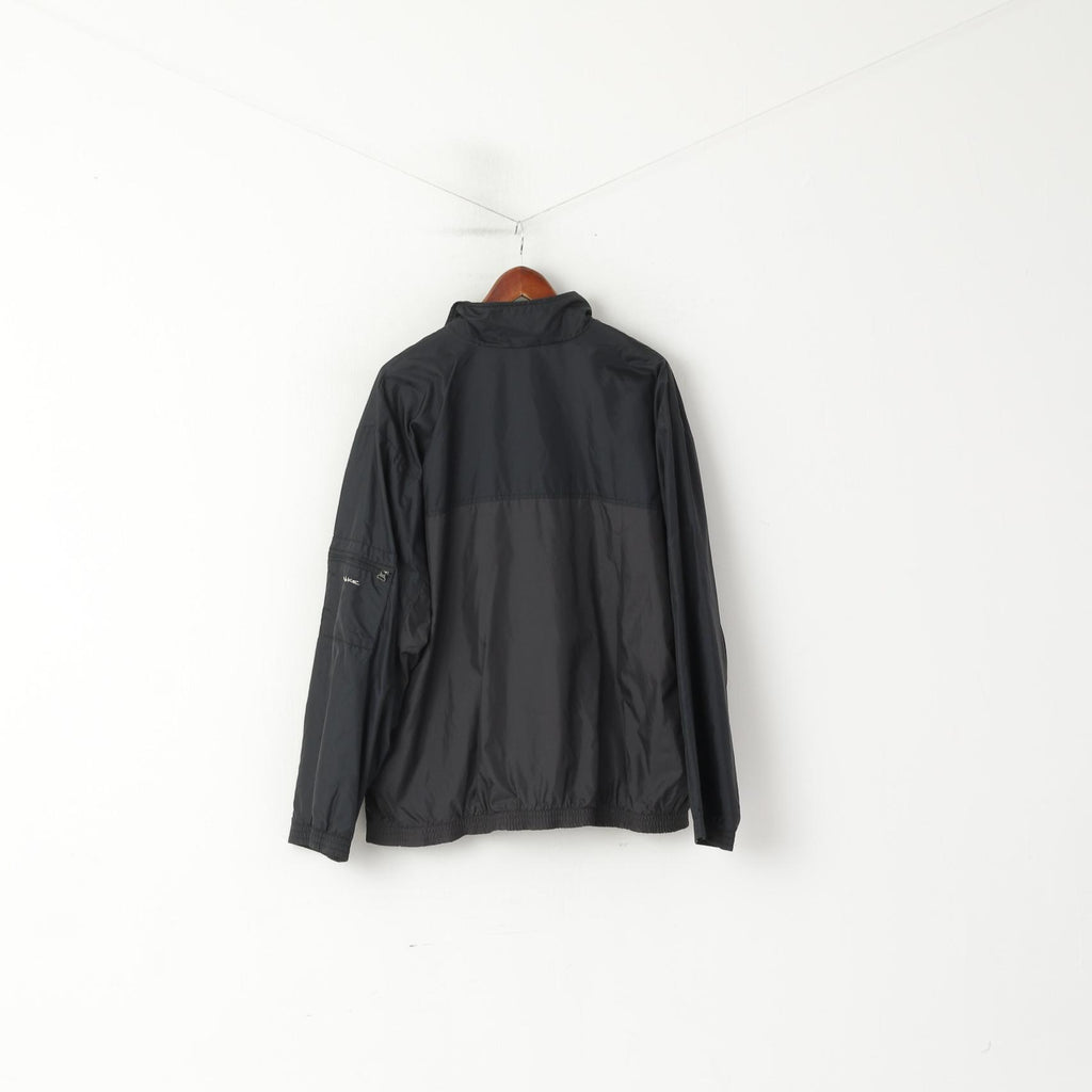 Nike Homme L 183 Veste Noir Nylon Imperméable Full Zip vintage Sportswear Top