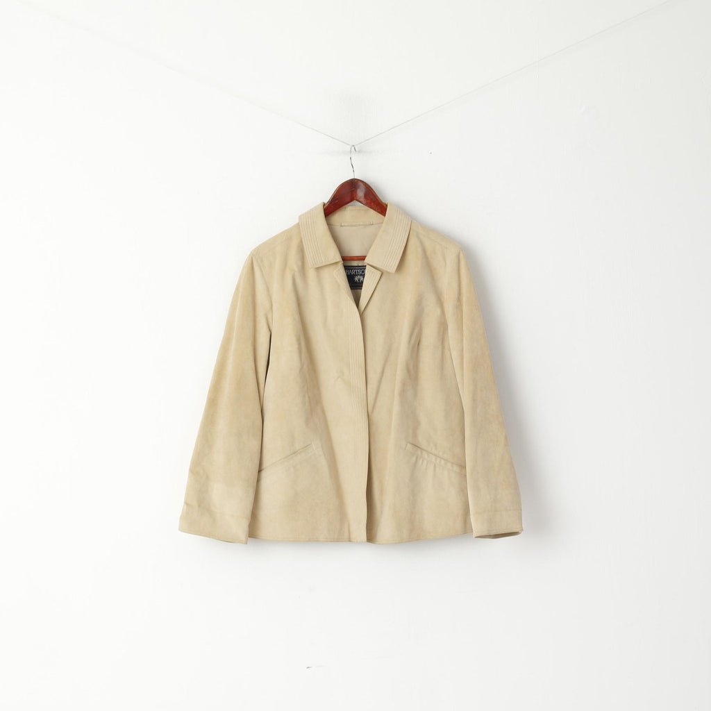 Bartsons Femmes 14 42 Blazer Beige Mince Daim Imitation Veste à Un Bouton