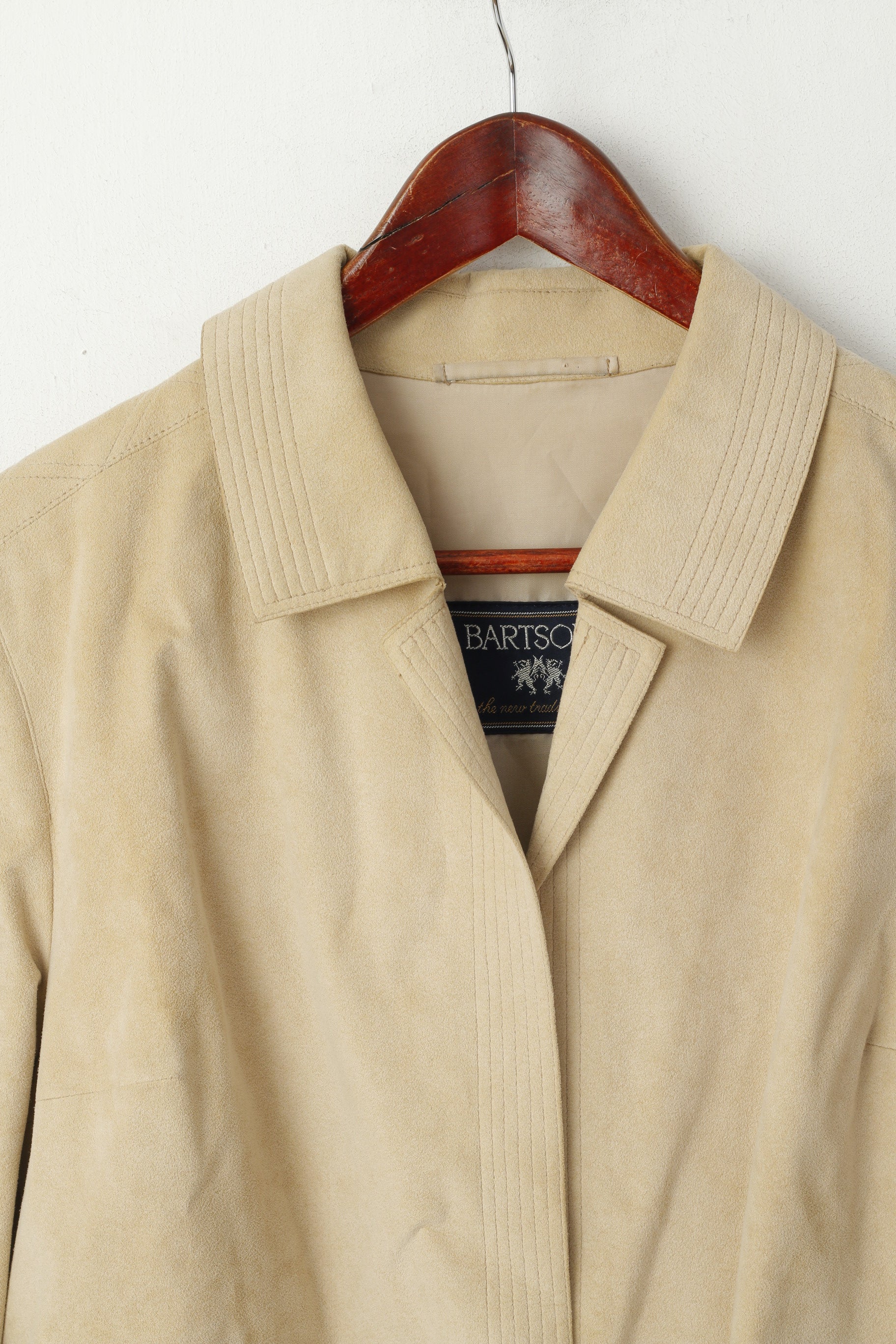 Bartsons Femmes 14 42 Blazer Beige Mince Daim Imitation Veste à Un Bouton